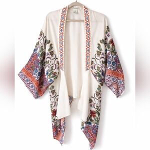 FLYING TOMATO Beach FLORAL KIMONO Duster Open Front Swimsuit COVER UP Size S/M